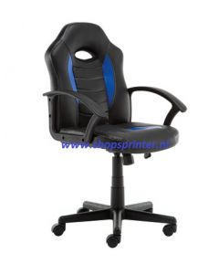 Bureaustoel in zwart PU PVC met blauw PU zitting 